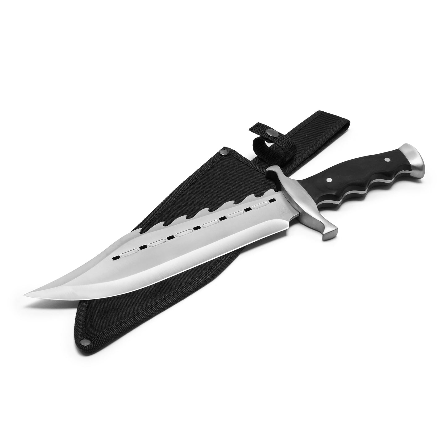 Buckshot Knives - 15” Black Wood Bowie | Fixed Blade Hunting Knife