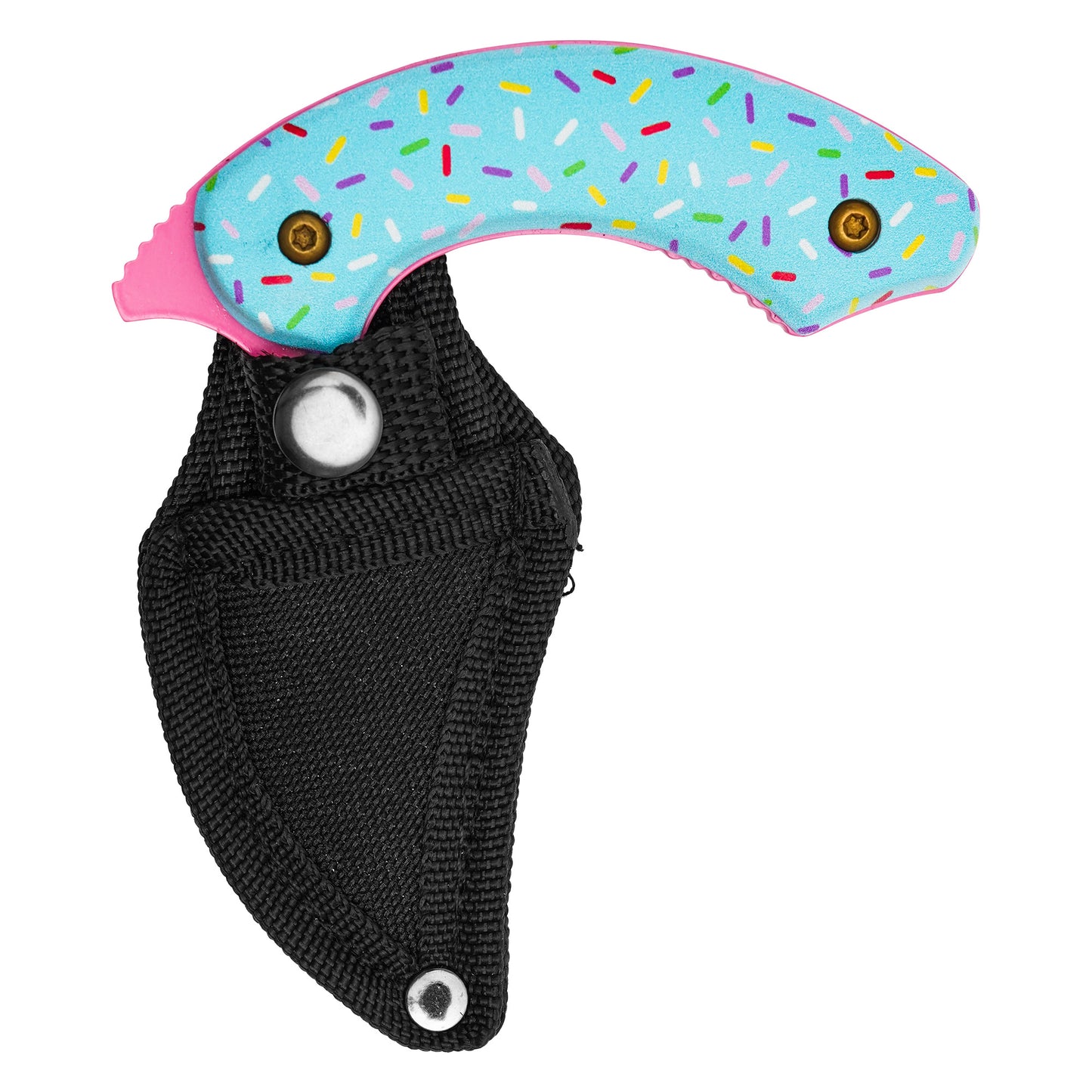 Wartech / Sweet Treats - 4" Pink Sprinkles Push Dagger | Fixed Blade Knife