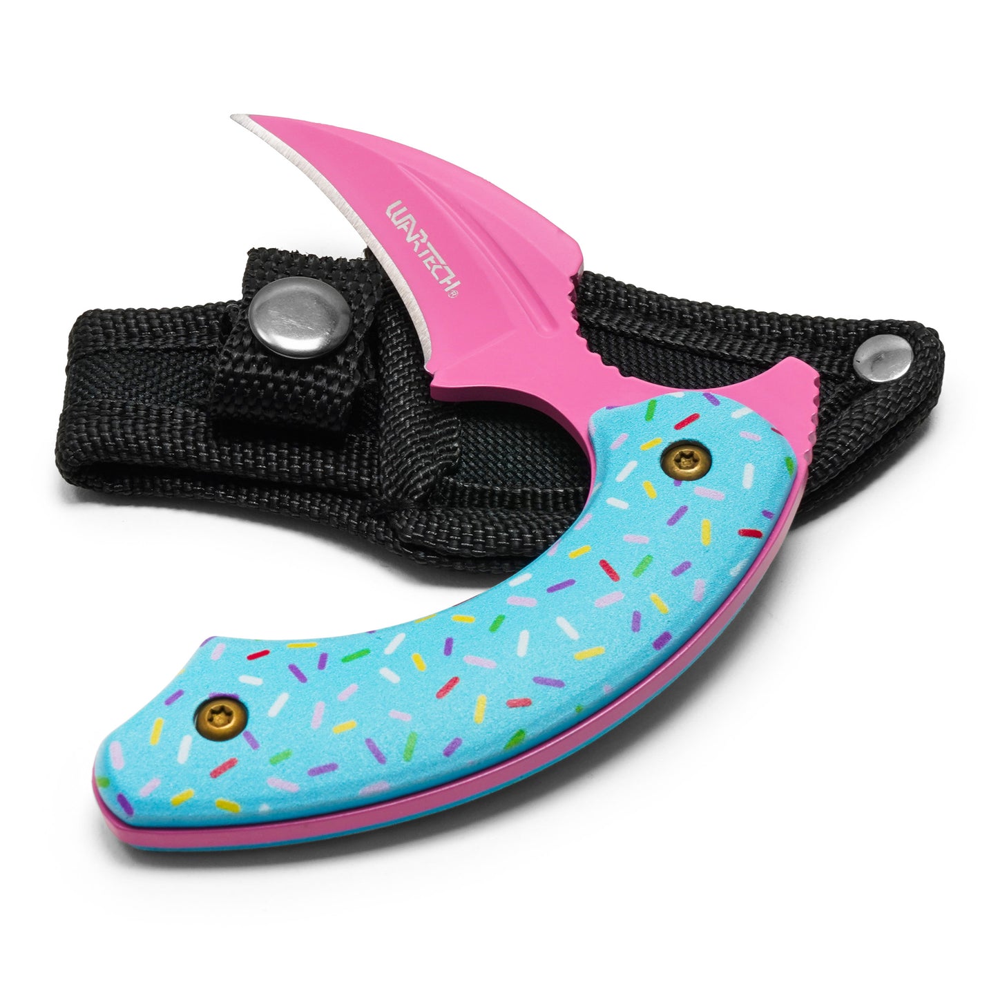 Wartech / Sweet Treats - 4" Pink Sprinkles Push Dagger | Fixed Blade Knife