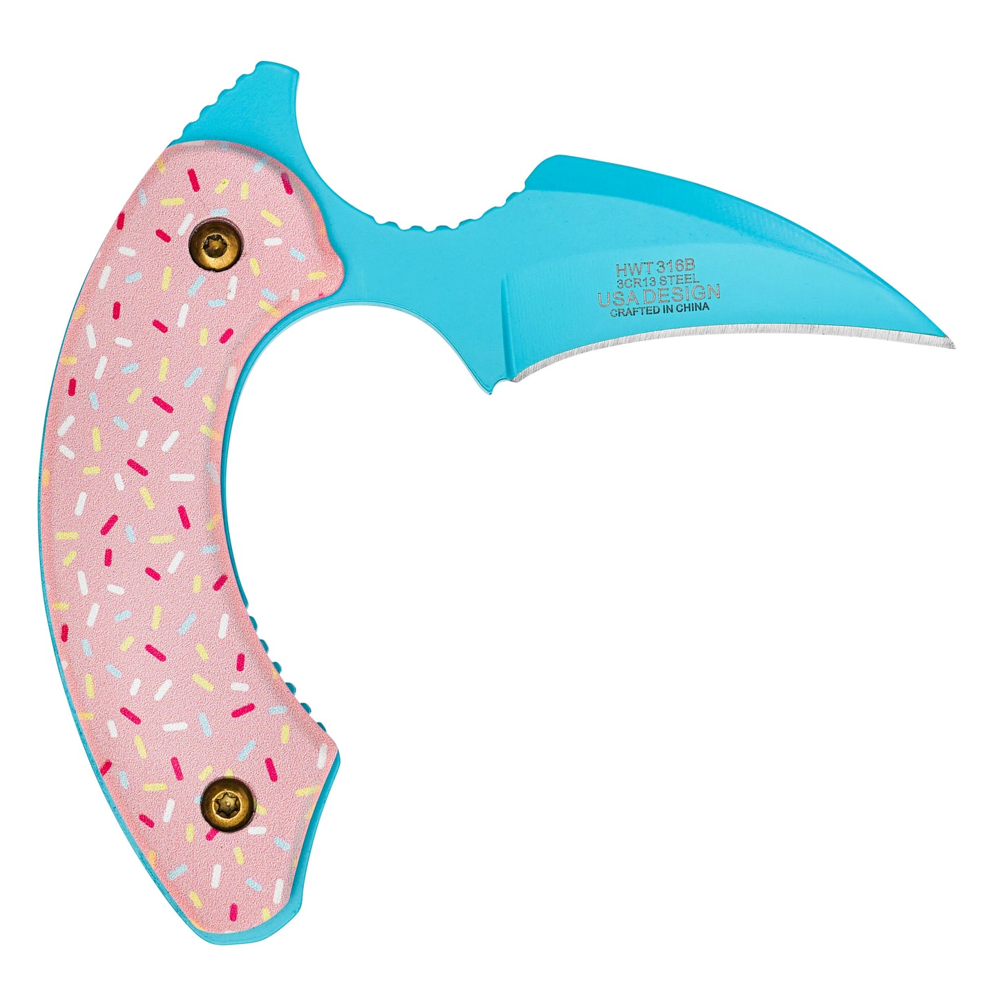 Wartech / Sweet Treats - 4" Blue Sprinkles Push Dagger | Fixed Blade Knife
