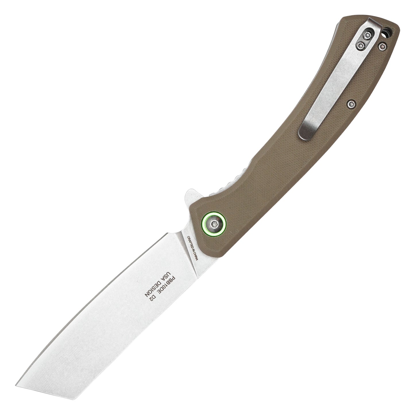 Buckshot Knives - 8.25" Tan Textured D2 Steel | Ball Bearing Pocket Knife