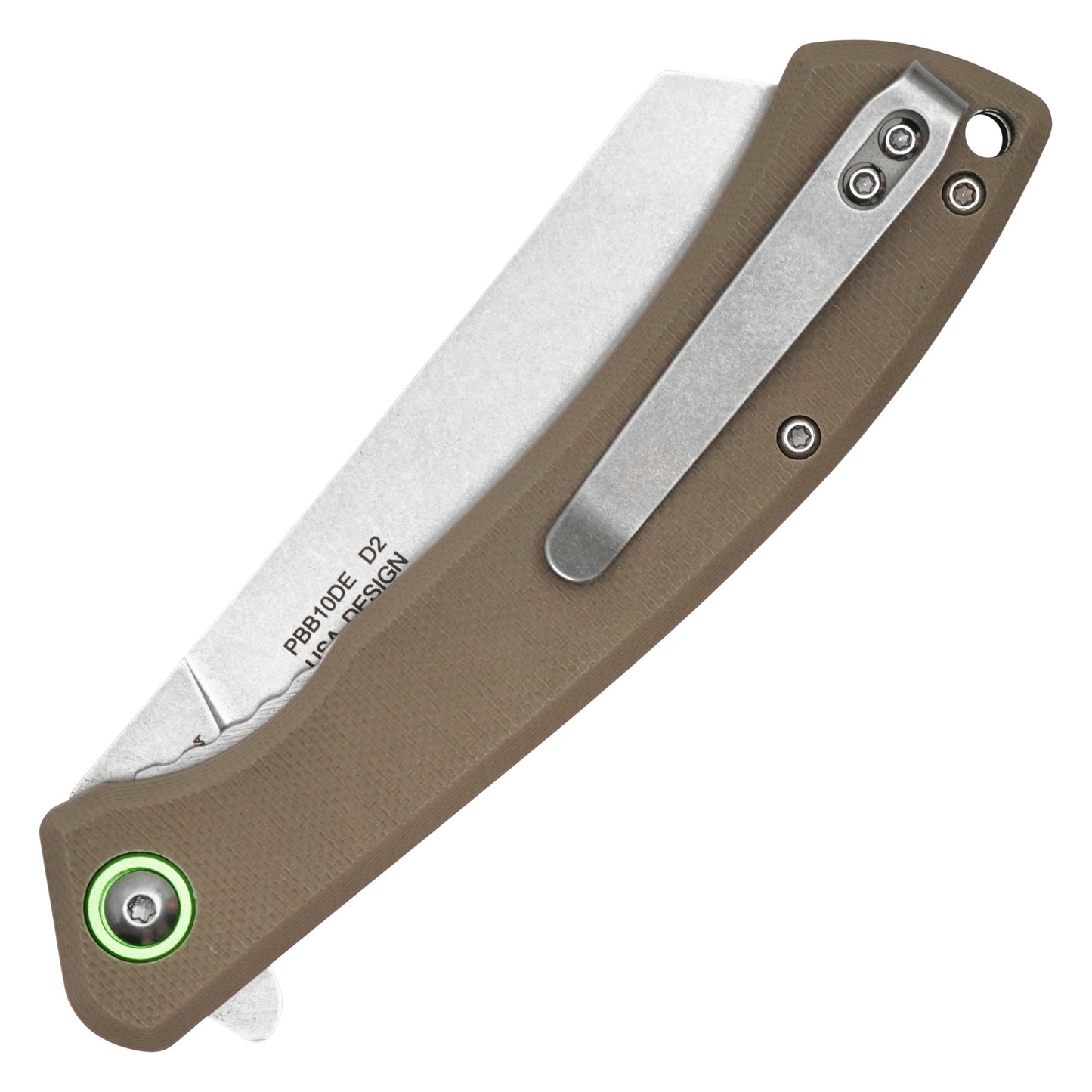 Buckshot Knives - 8.25" Tan Textured D2 Steel | Ball Bearing Pocket Knife