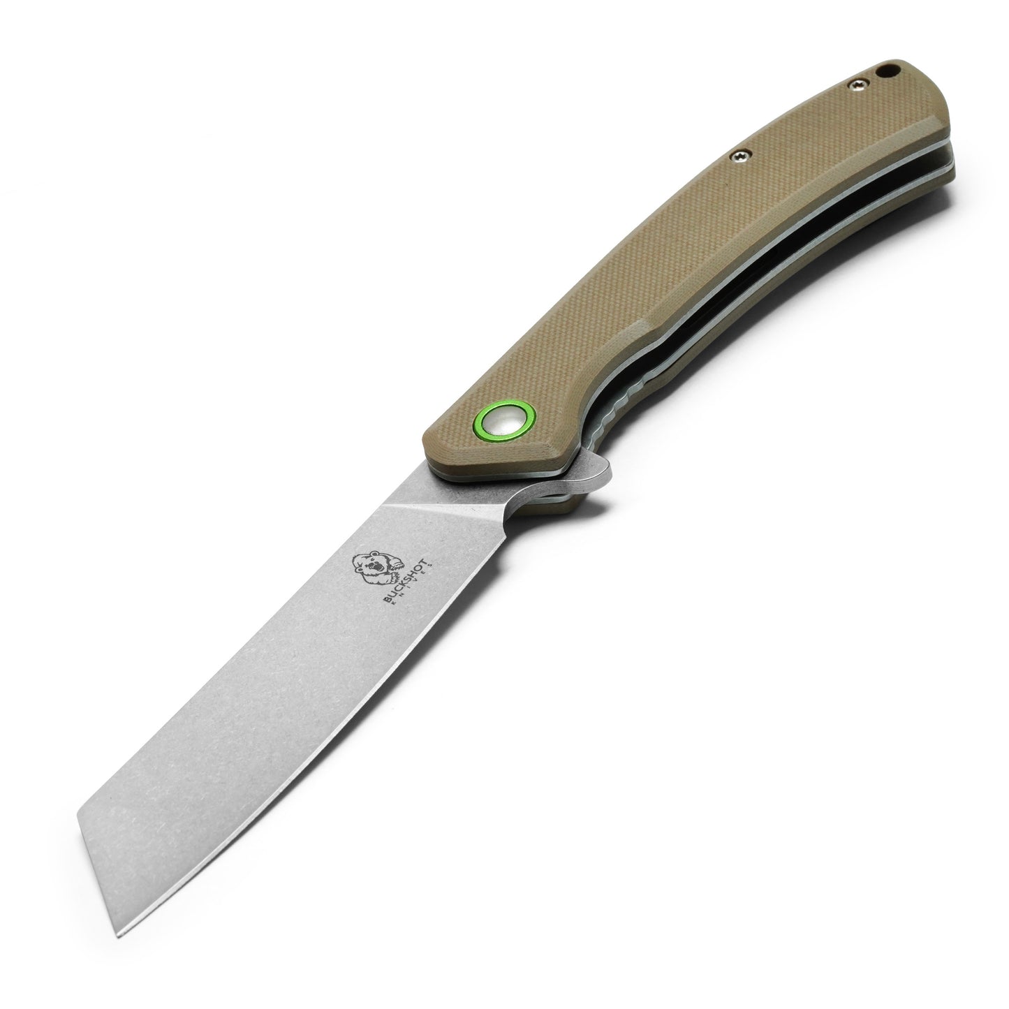 Buckshot Knives - 8.25" Tan Textured D2 Steel | Ball Bearing Pocket Knife