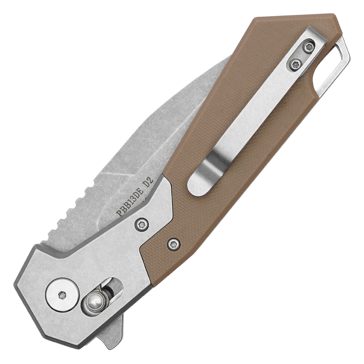 Buckshot Knives - 8.5” Tan D2 | Ball Bearing Pocket Knife