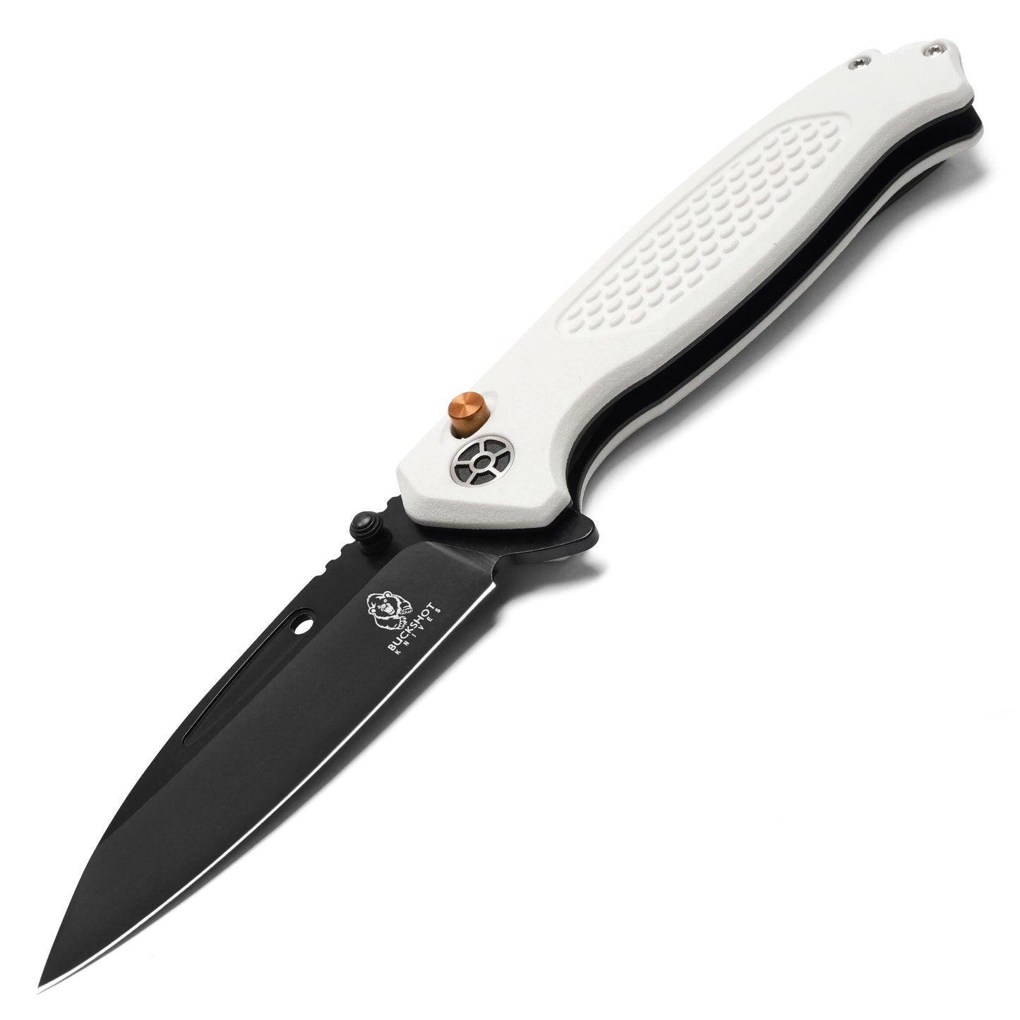Buckshot Knives - 8.25" D2 White Textured | Ball Bearing Pocket Knife
