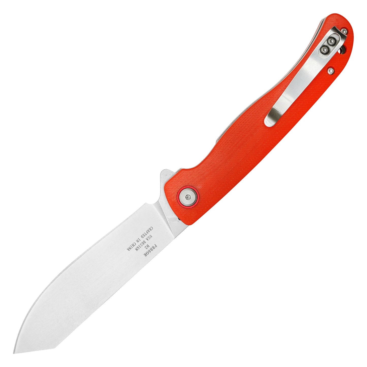 Buckshot Knives - 8.25" Orange Textured D2 Steel | Ball Bearing Pocket Knife