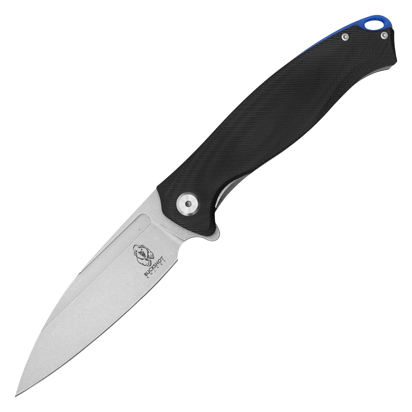 Buckshot Knives - 9" Black Textured D2 Wharncliffe | Ball Bearing Pocket Knife