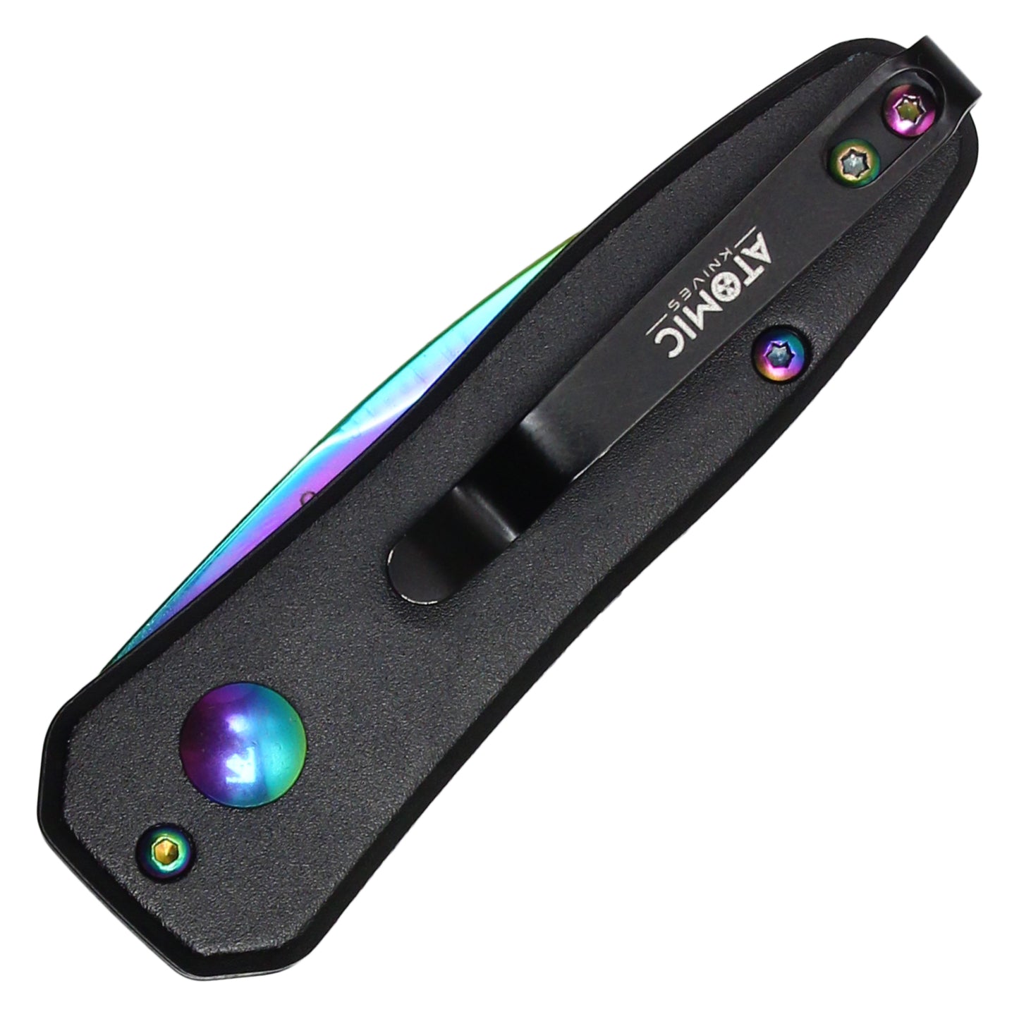 Atomic Knives - 5.25" Micro Rainbow | Push Button Pocket Knife