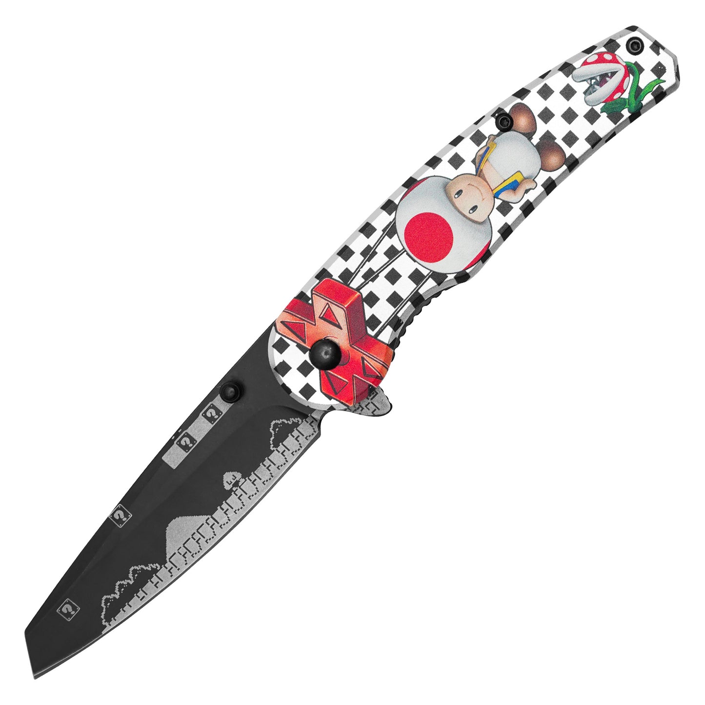 Super Mario Bros - 8" Checkered D-Pad Toad | Spring Assisted Pocket Knife