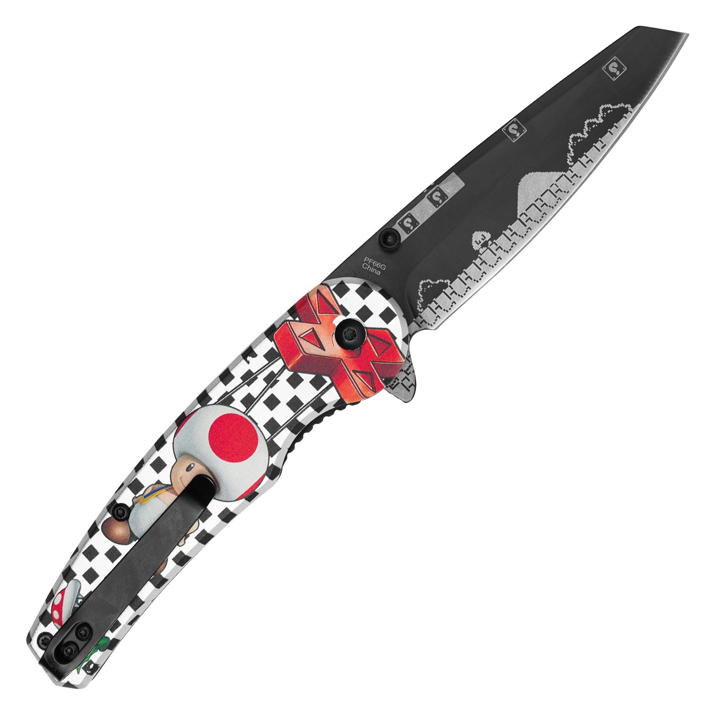 Super Mario Bros - 8" Checkered D-Pad Toad | Spring Assisted Pocket Knife