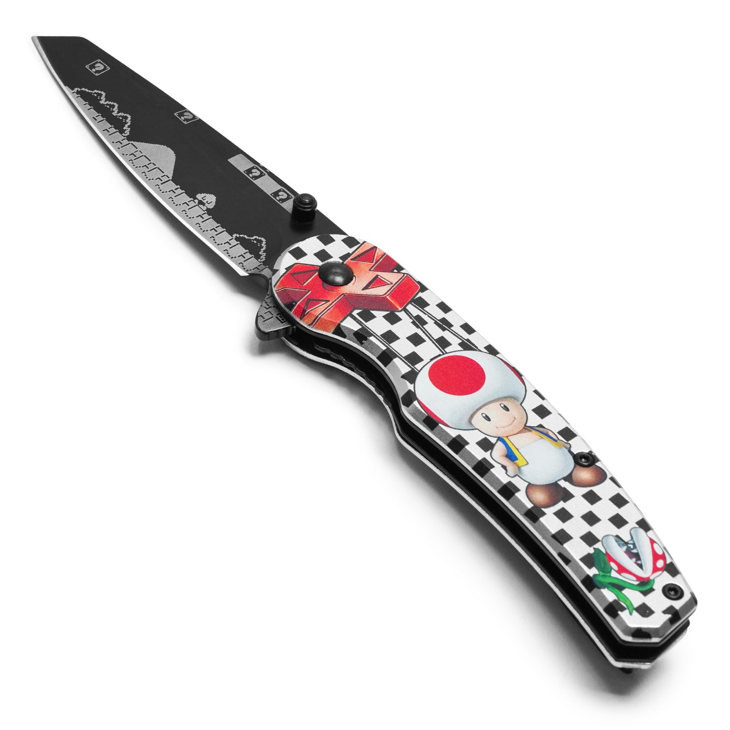 Super Mario Bros - 8" Checkered D-Pad Toad | Spring Assisted Pocket Knife
