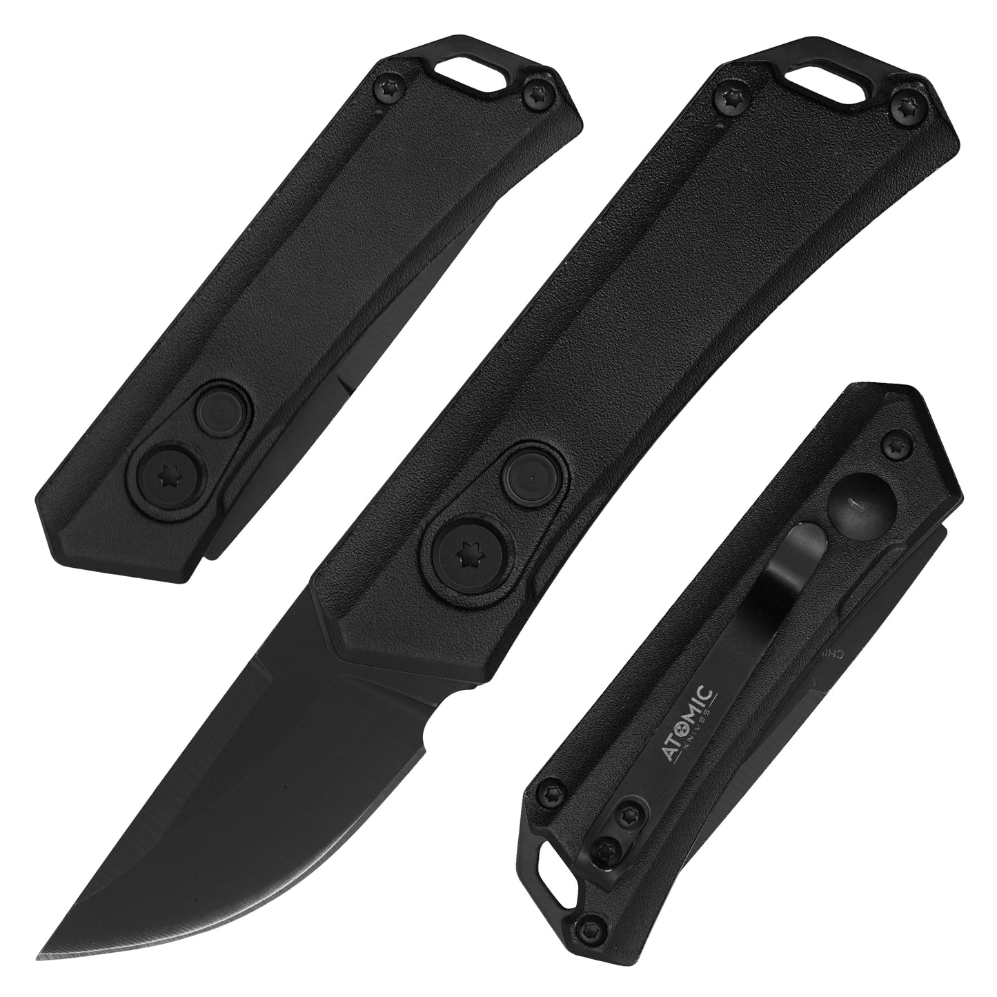 Atomic Knives - 5.25" Micro Black | Push Button Pocket Knife
