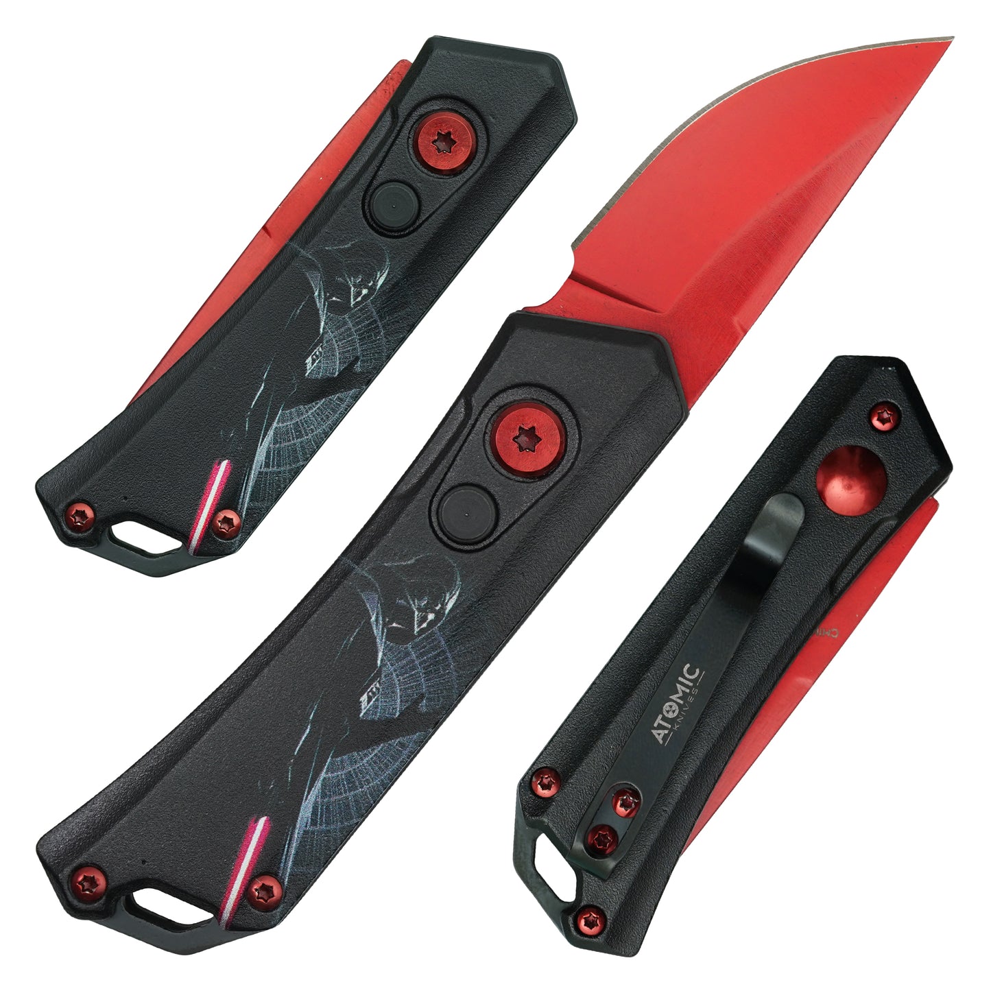 Atomic Knives - 5.25" Star Wars - Red Darth Vader | Push Button Pocket Knife