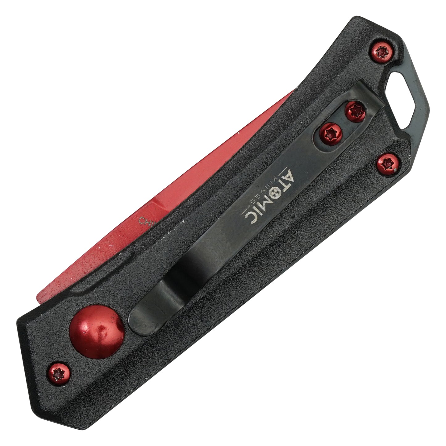Atomic Knives - 5.25" Micro Red | Push Button Pocket Knife