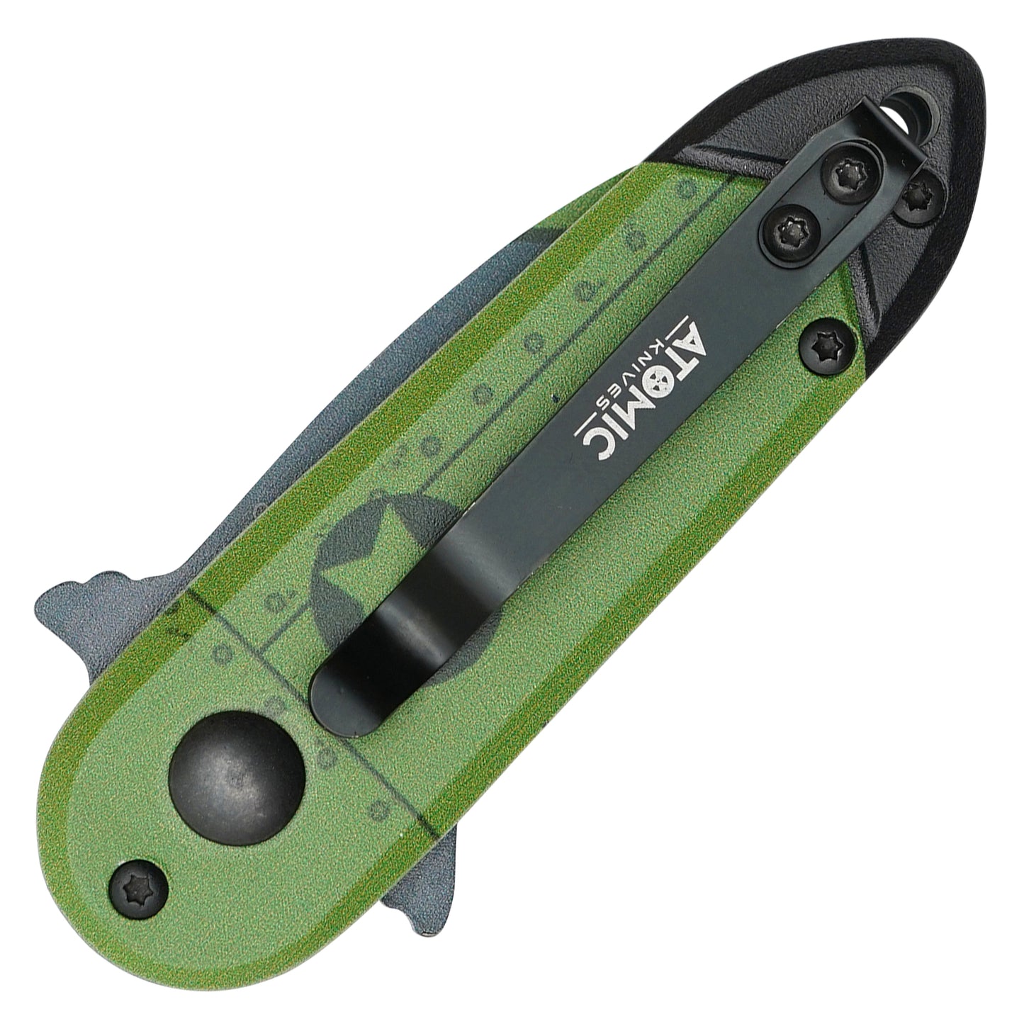 Atomic Knives - 5" Green M-109 Howitzer | Push Button Pocket Knife