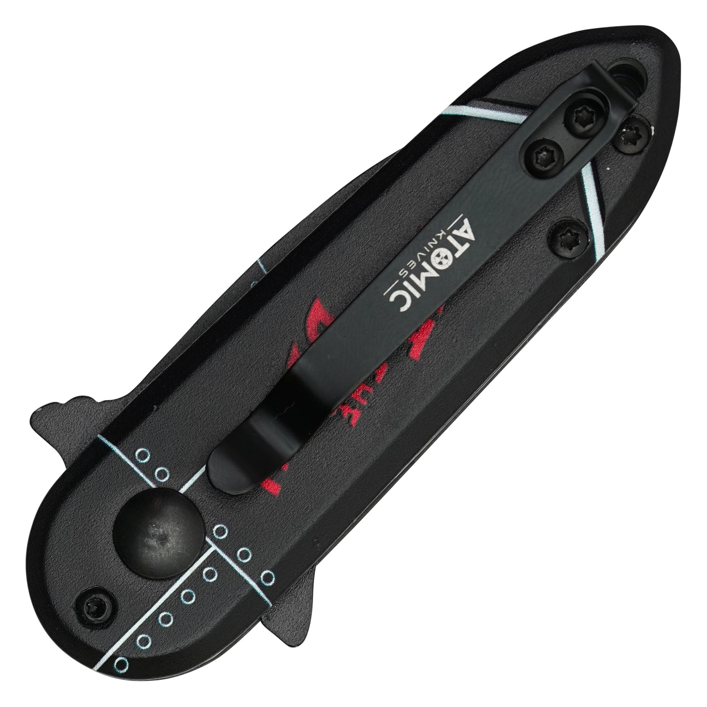 Atomic Knives - 5" "Hit The Deck" Black Warbird | Push Button Pocket Knife