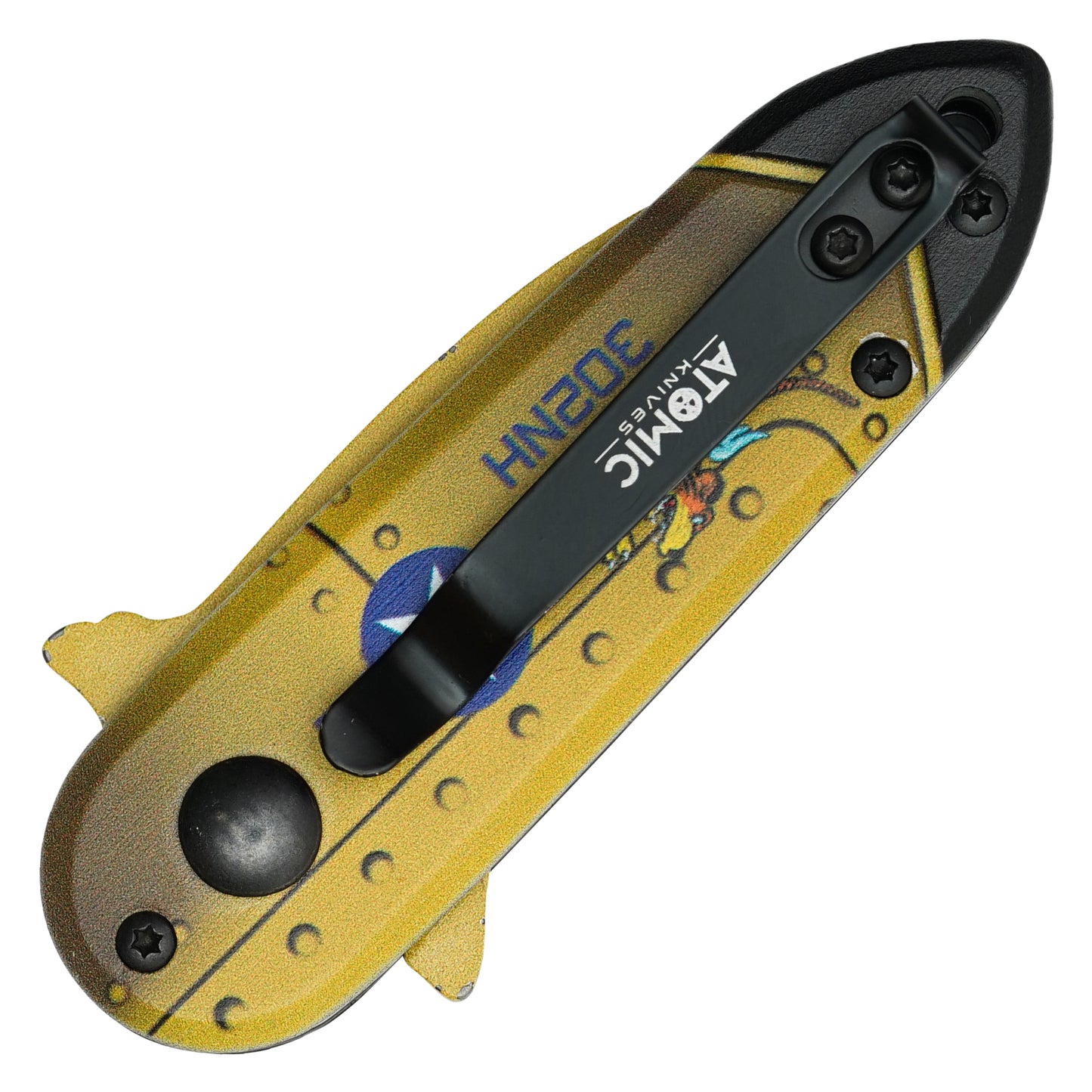 Atomic Knives - 5" Gold "Flying Tigers" Warbird | Push Button Pocket Knife