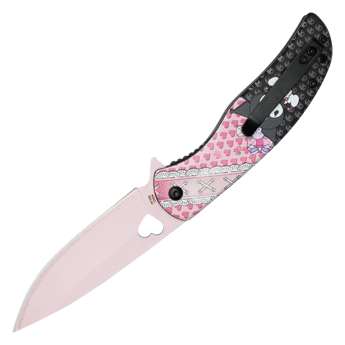 Sanrio - 8.25" Pink & Black Kuromi | Spring Assisted Pocket Knife