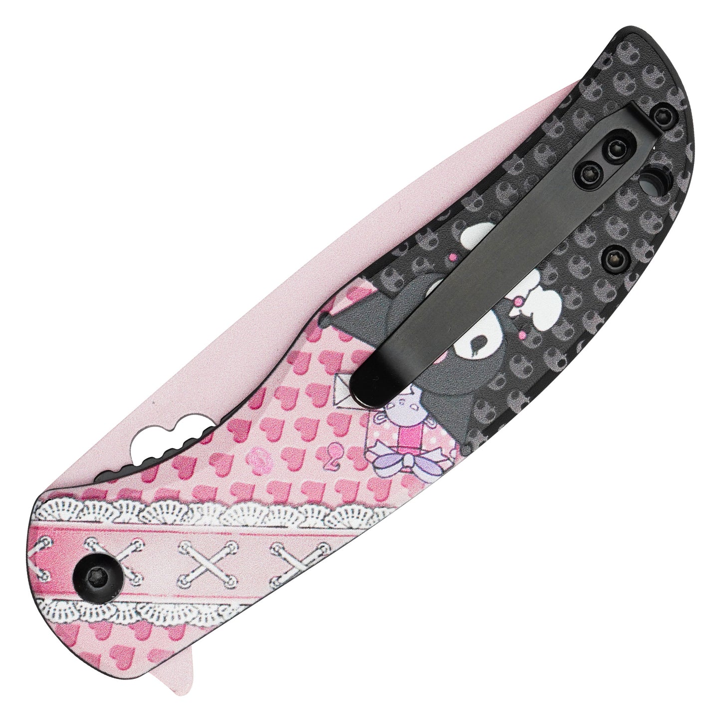 Sanrio - 8.25" Pink & Black Kuromi | Spring Assisted Pocket Knife