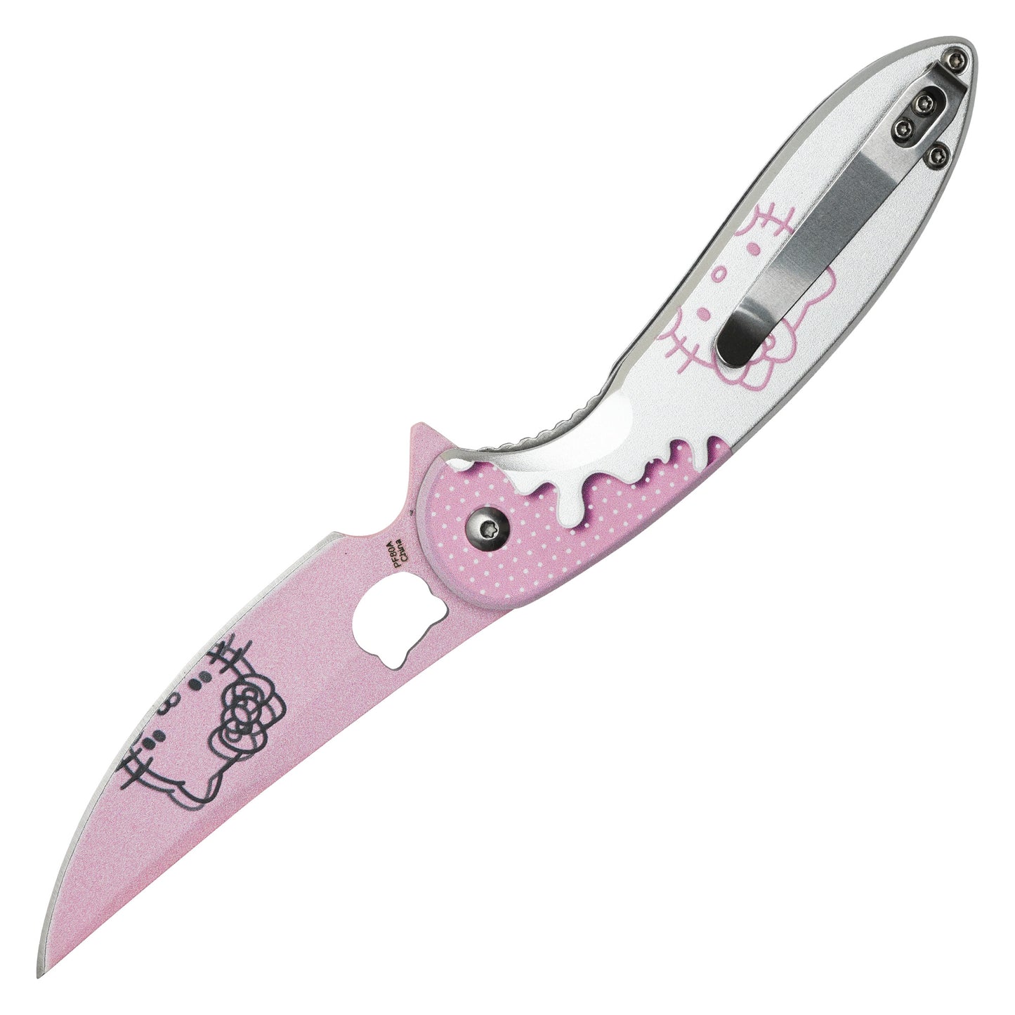 Hello Kitty - 8" Pink Frosted Kitty | Spring Assisted Pocket Knife