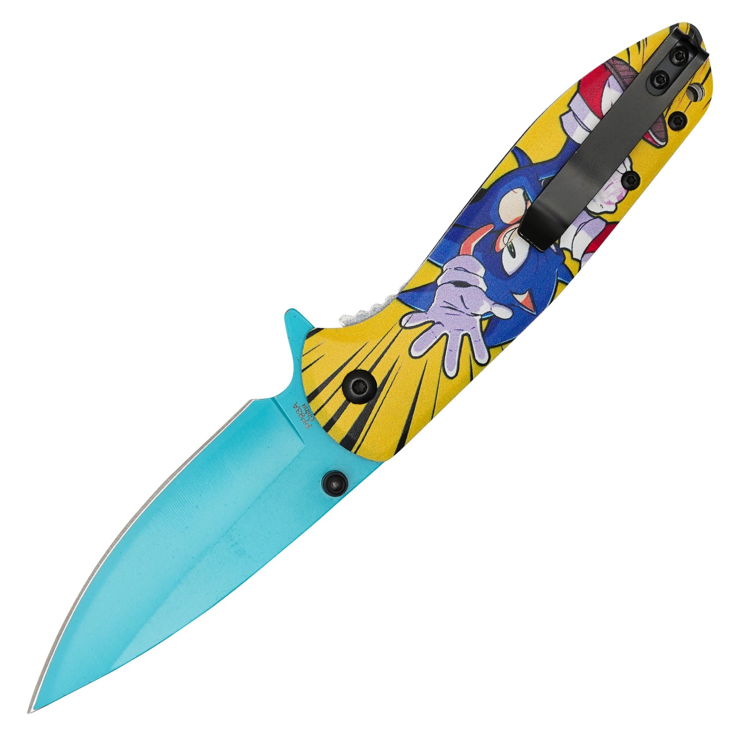 Sonic The Hedgehog - 7.75" Blue & Gold Sonic | Spring Assisted Pocket Knife