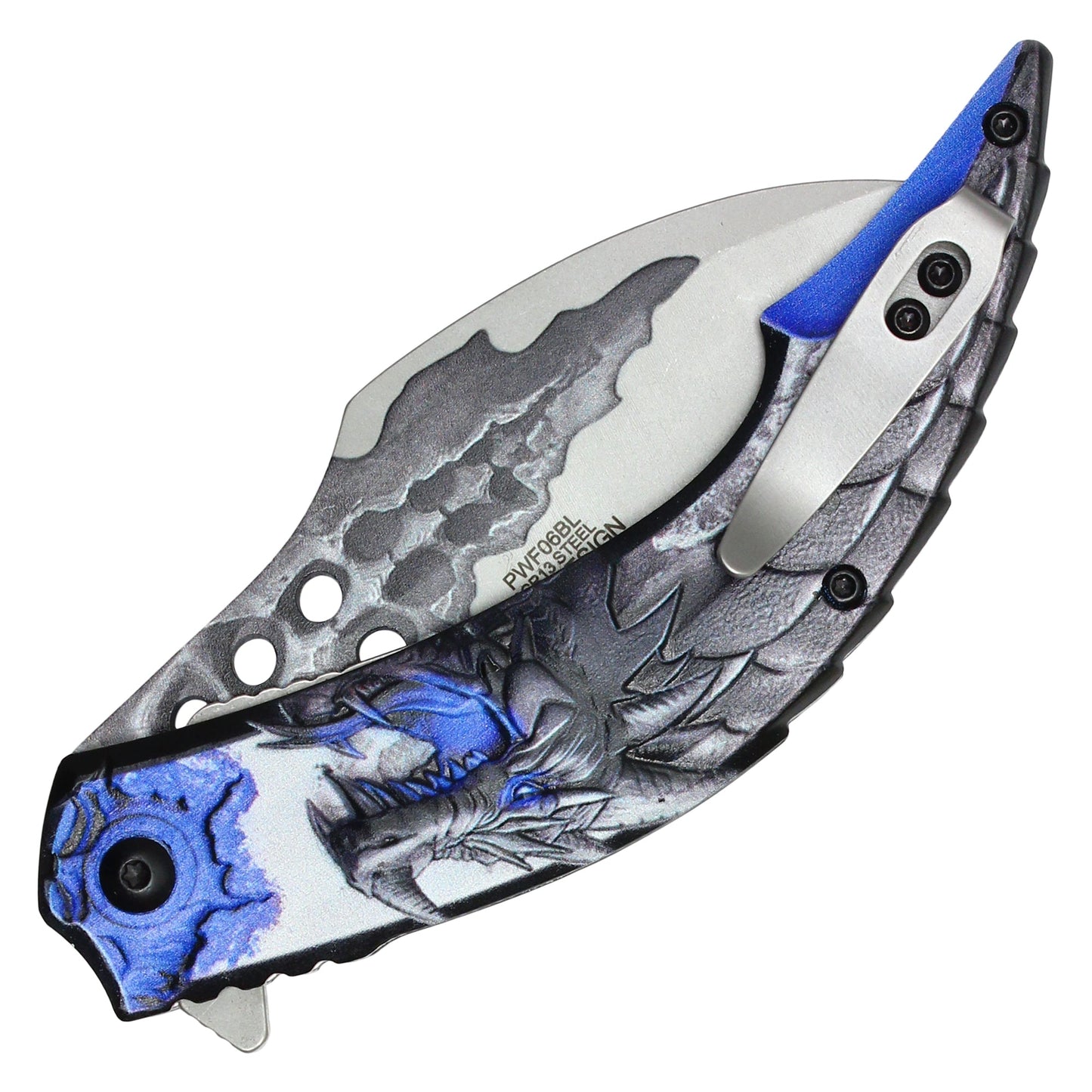 Wartech - 8" Blue 3D Dragon Pocket Knife