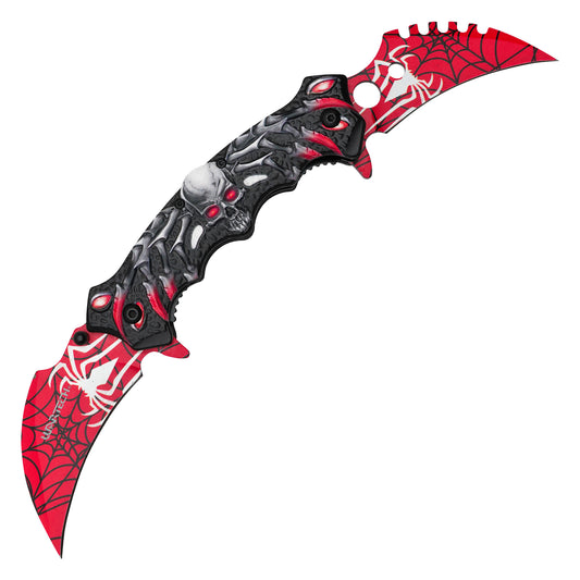 Wartech - 10" Dual Blade Spider Skeleton | Spring Assisted Pocket Knife