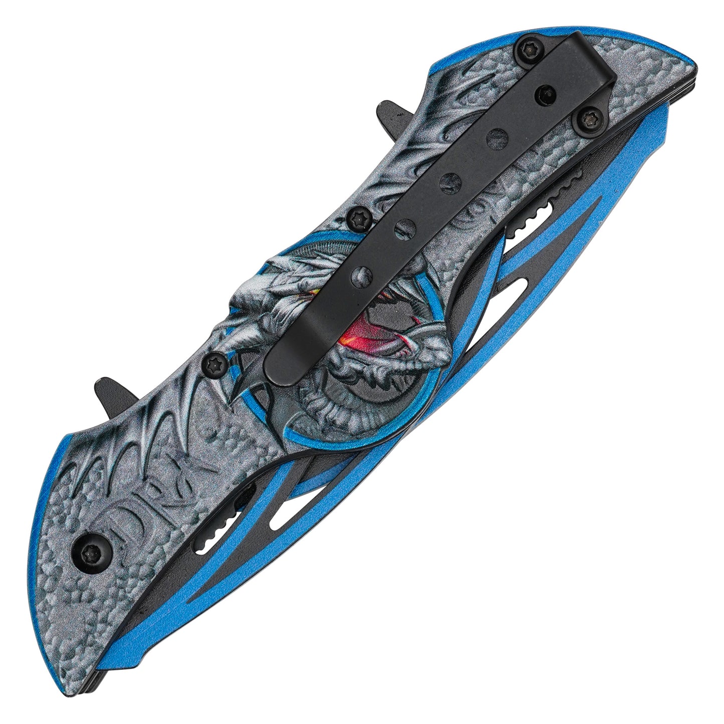Wartech - 10.5" Dual Blade Blue Dragon | Spring Assisted Pocket Knife