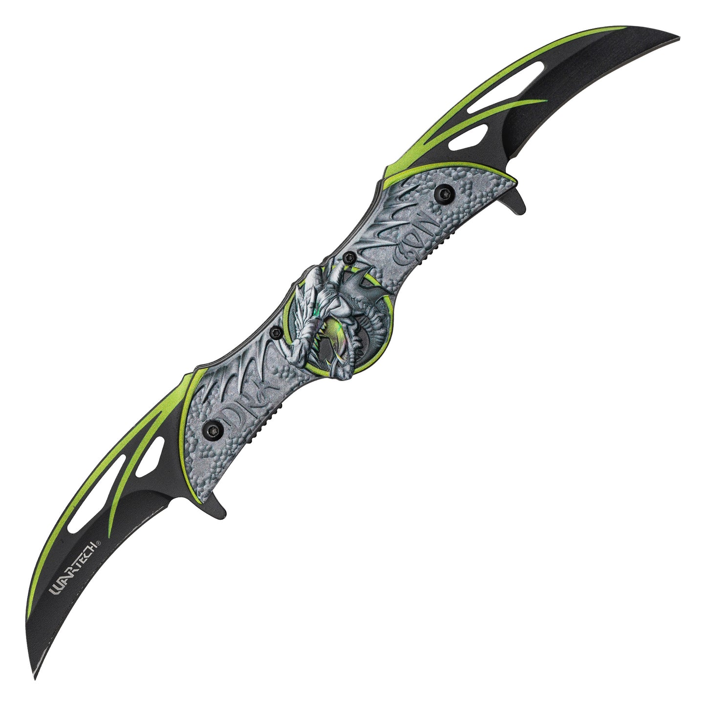 Wartech - 10.5" Dual Blade Green Dragon | Spring Assisted Pocket Knife
