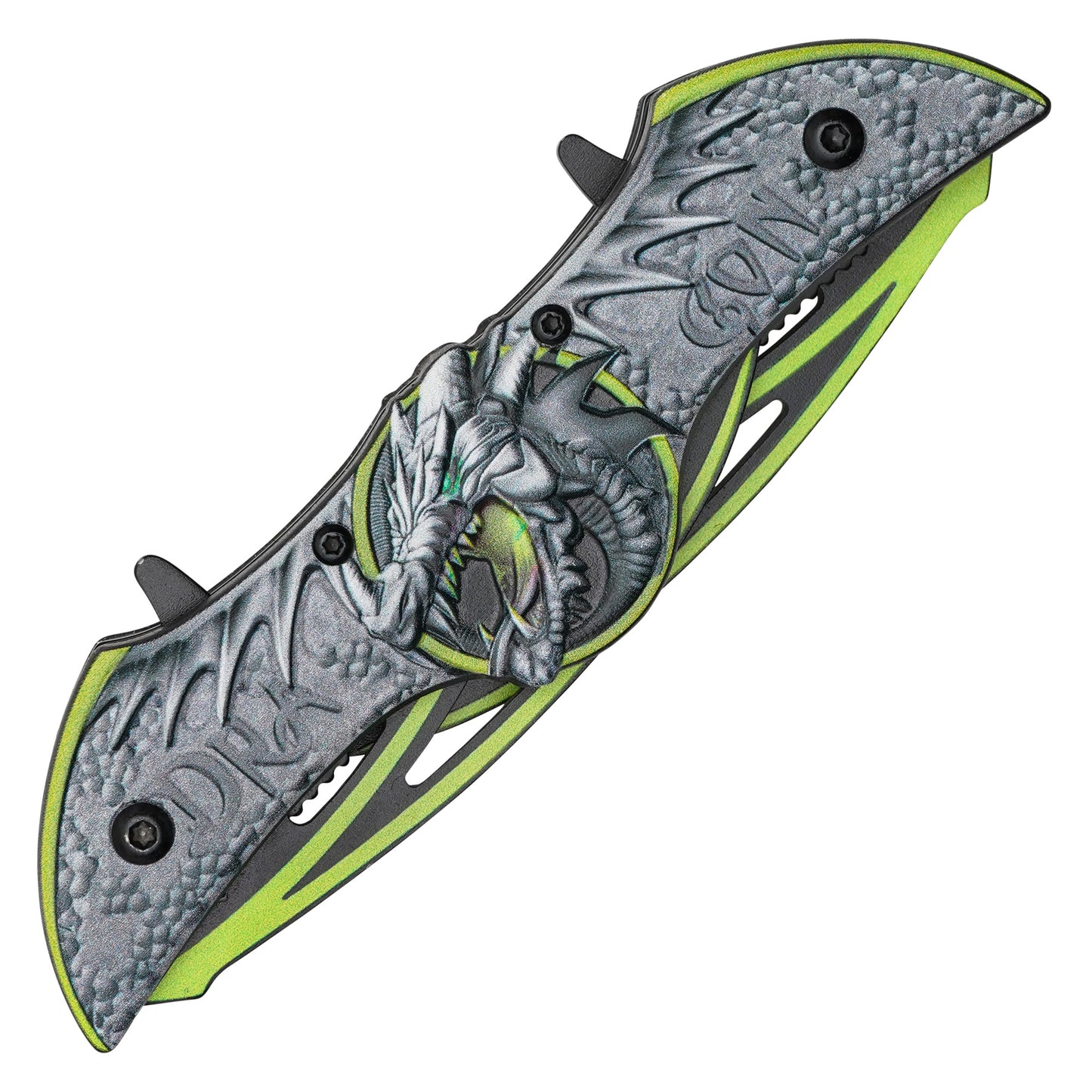 Wartech - 10.5" Dual Blade Green Dragon | Spring Assisted Pocket Knife
