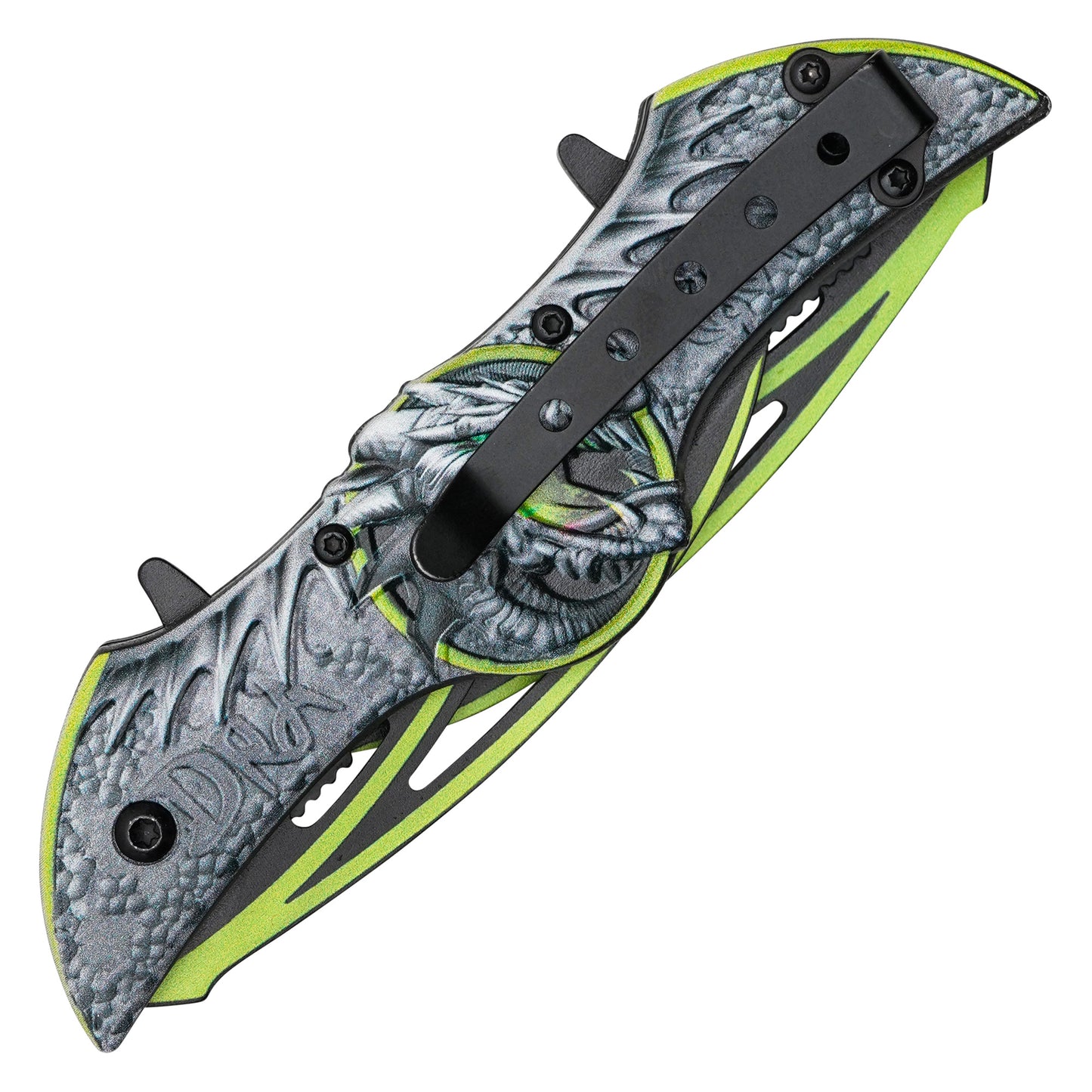 Wartech - 10.5" Dual Blade Green Dragon | Spring Assisted Pocket Knife
