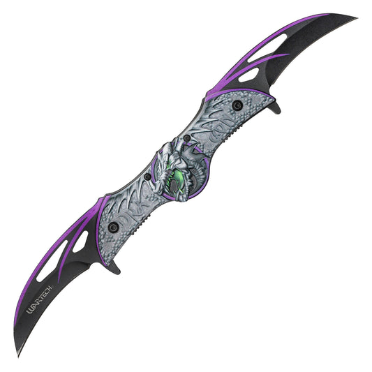 Wartech - 10.5" Dual Blade Purple Dragon | Spring Assisted Pocket Knife