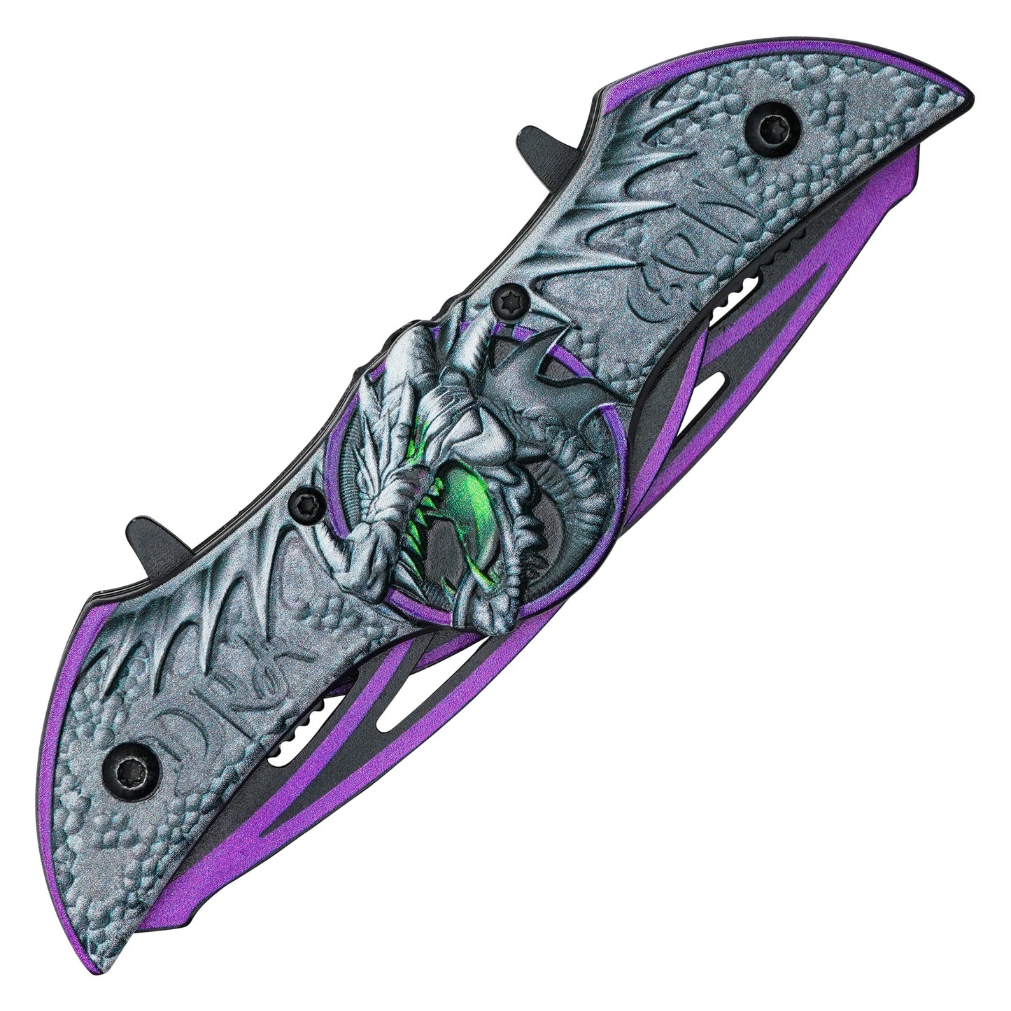 Wartech - 10.5" Dual Blade Purple Dragon | Spring Assisted Pocket Knife