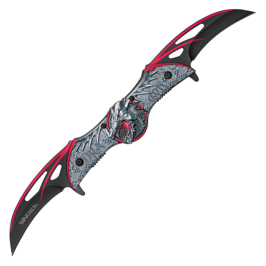 Wartech - 10.5" Dual Blade Red Dragon | Spring Assisted Pocket Knife