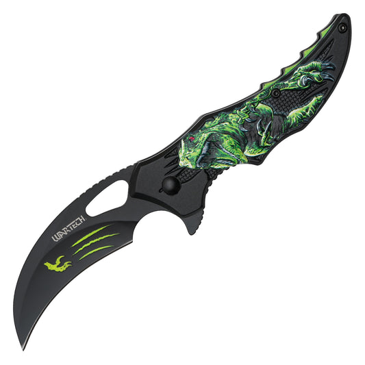 Wartech - 7" Green T-Rex | Spring Assisted Pocket Knife