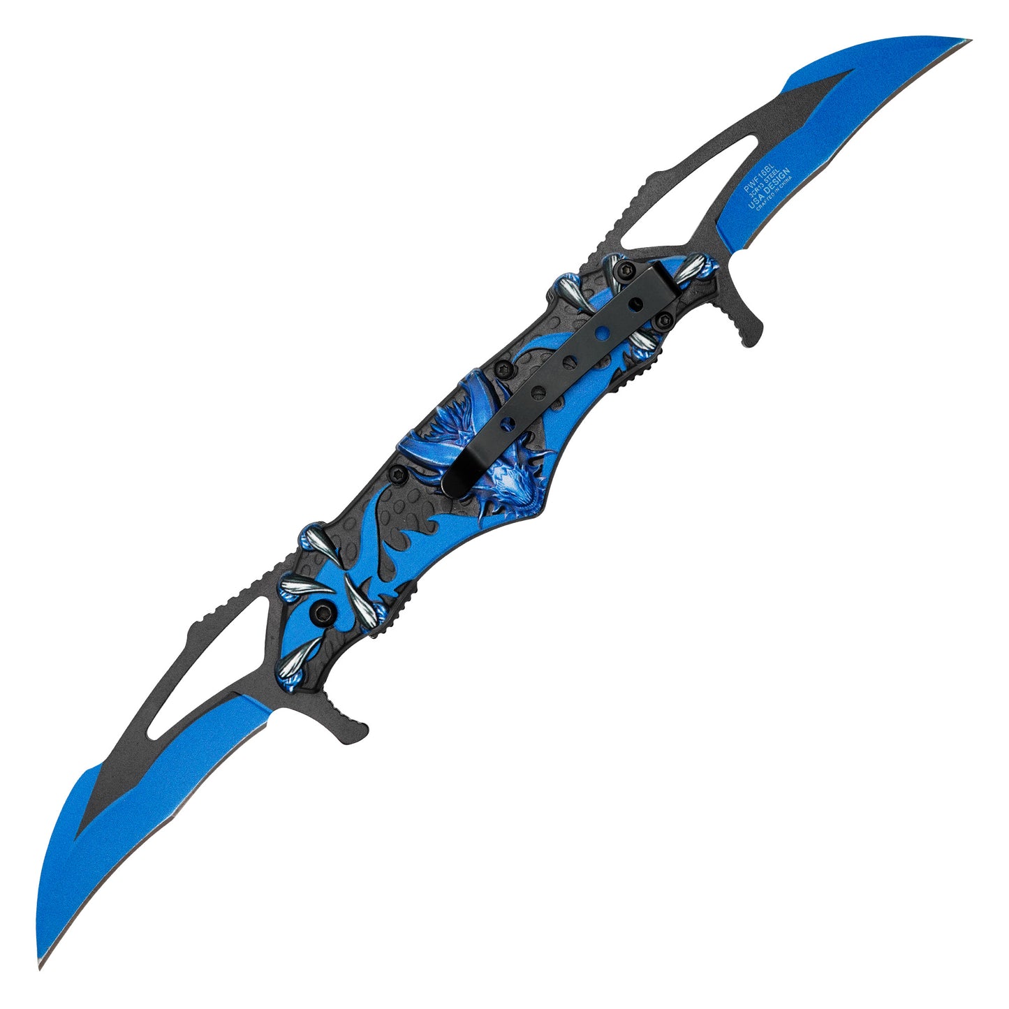 Wartech - 11” Blue Dragon Wings | Spring Assisted Pocket Knife