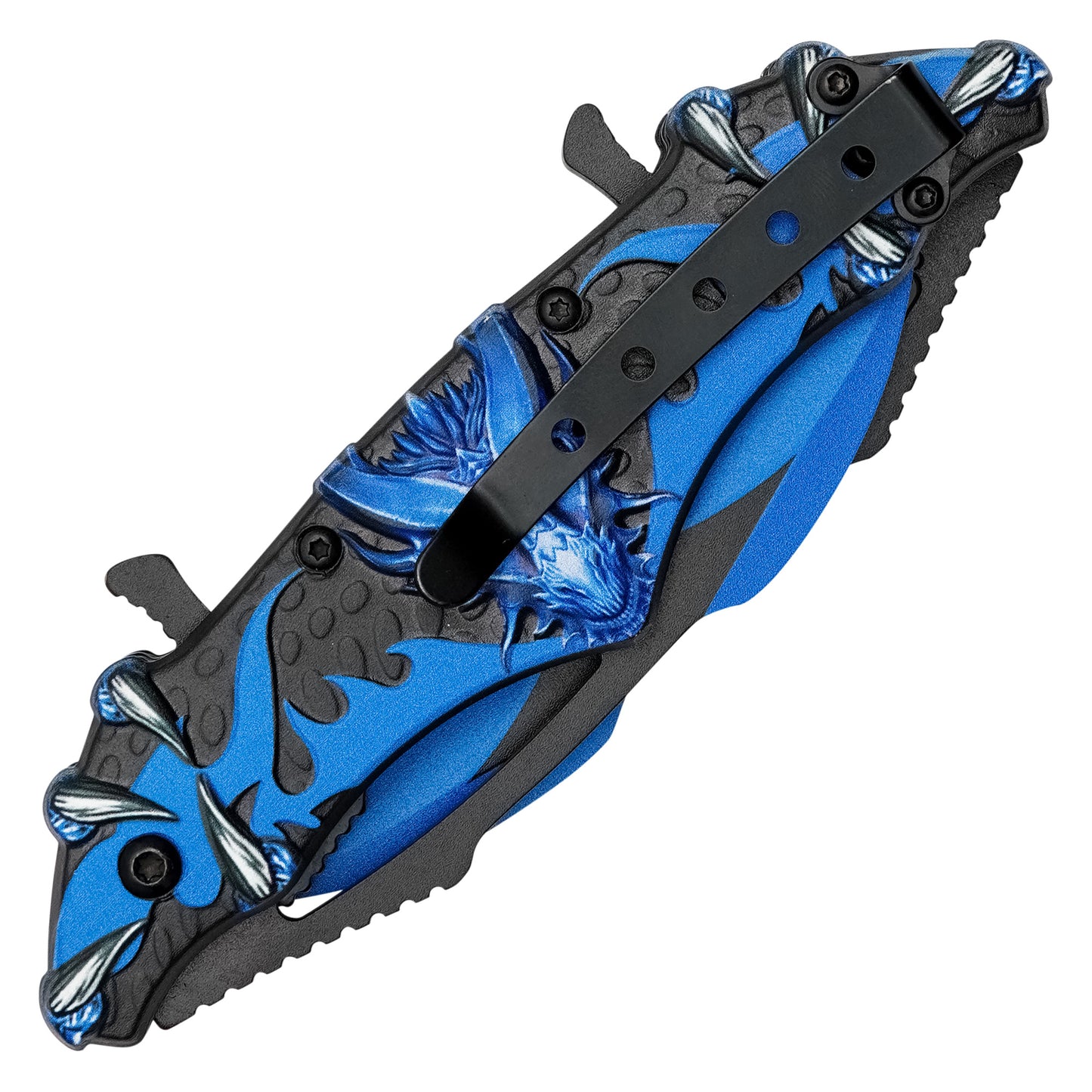 Wartech - 11” Blue Dragon Wings | Spring Assisted Pocket Knife