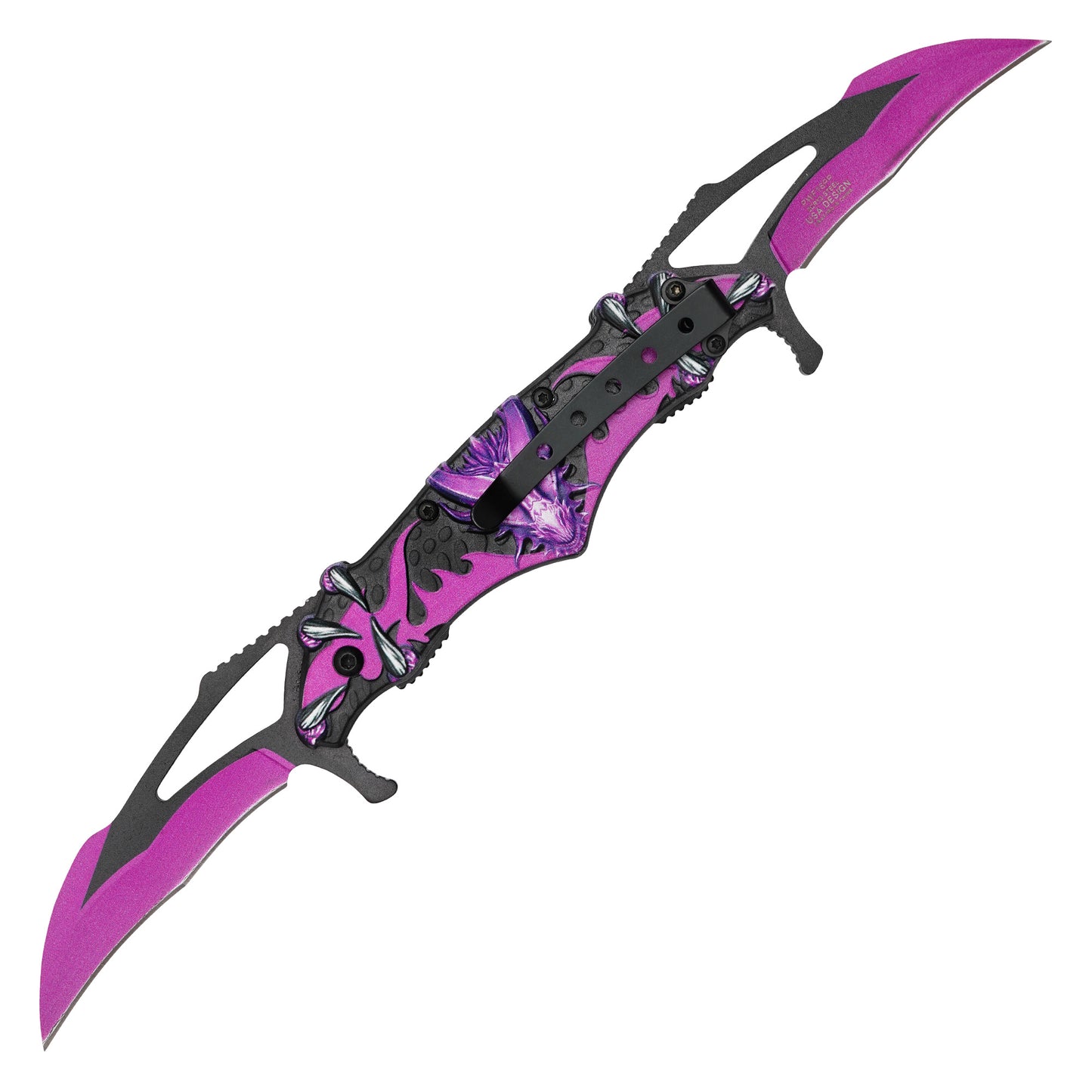 Wartech - 11” Purple Dragon Wings | Spring Assisted Pocket Knife