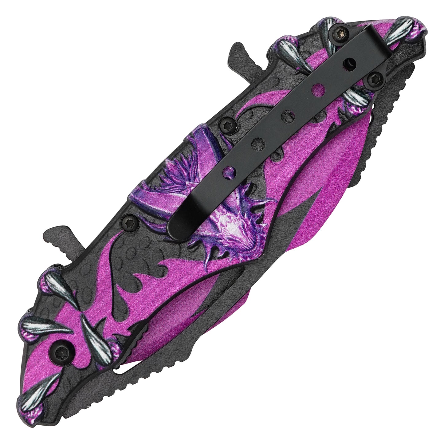 Wartech - 11” Purple Dragon Wings | Spring Assisted Pocket Knife