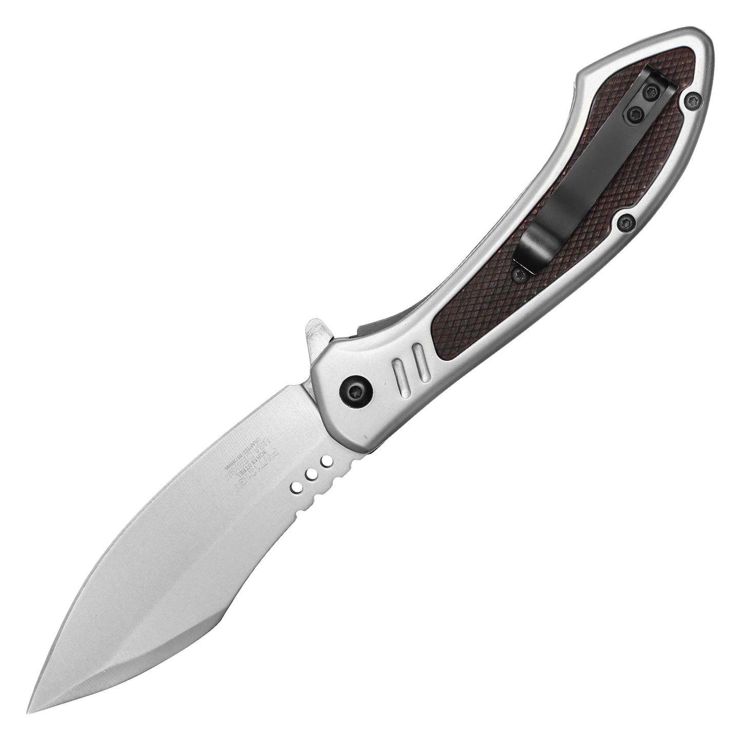 Wartech - 8.5" Silver Textured | Folding Pocket Knife