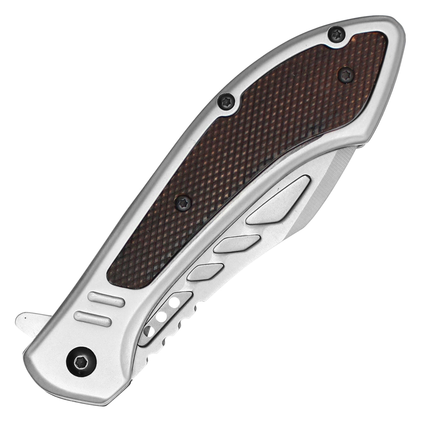 Wartech - 8.5" Silver Textured | Folding Pocket Knife