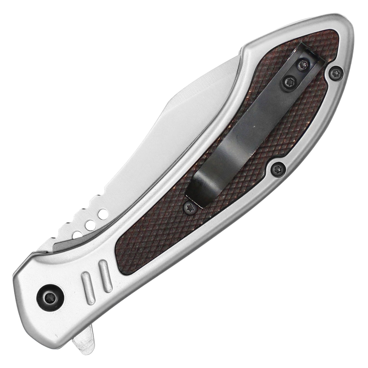 Wartech - 8.5" Silver Textured | Folding Pocket Knife