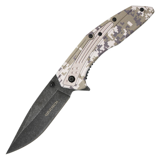 Wartech - 8.5" Stonewashed Universal Camo | Spring Assisted Pocket Knife