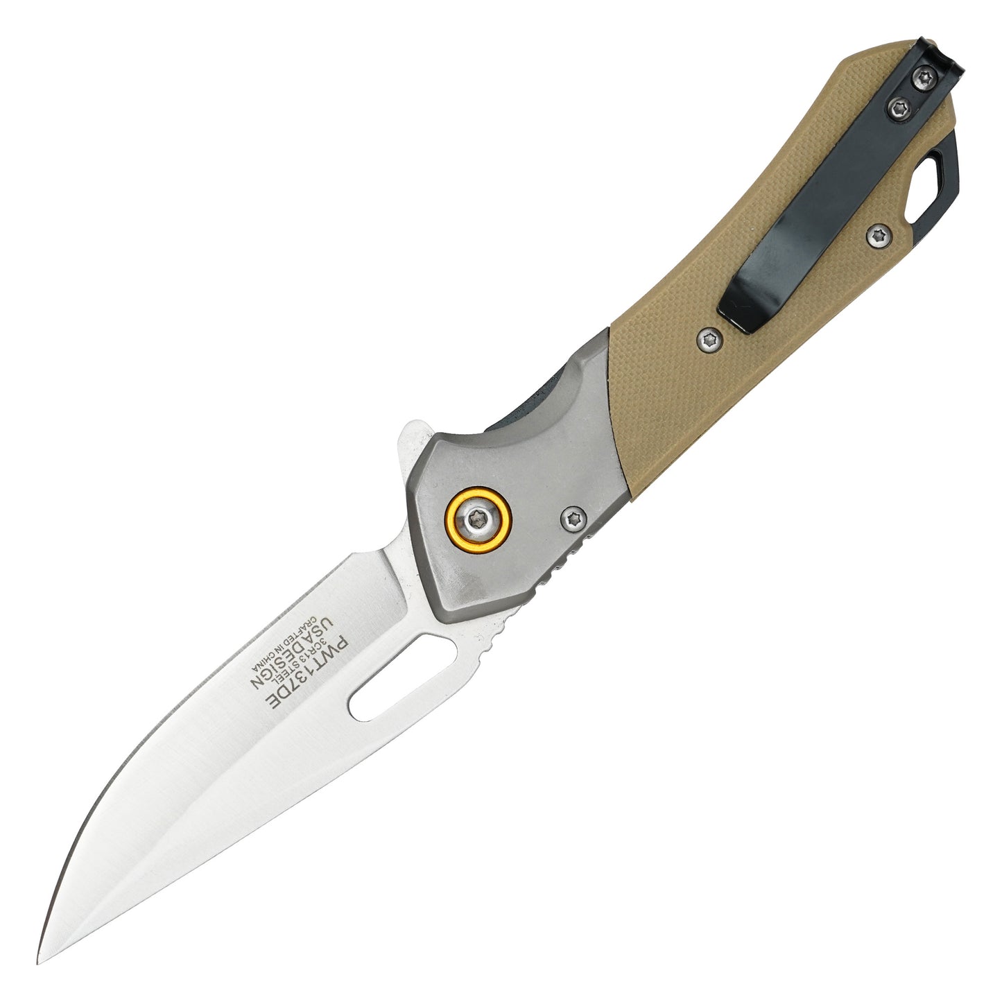 Wartech - 7.75" 2-Tone Desert Tan | Spring Assisted Pocket Knife