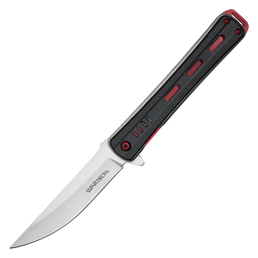 Wartech - 8.75" Slim Black & Red | Spring Assisted Pocket Knife