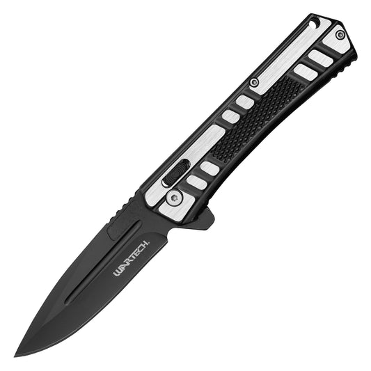 Wartech - 8.25" Black Brushed Steel | Crossbar Lock Pocket Knife