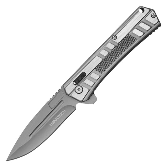 Wartech - 8.25" Gray Brushed Steel | Crossbar Lock Pocket Knife