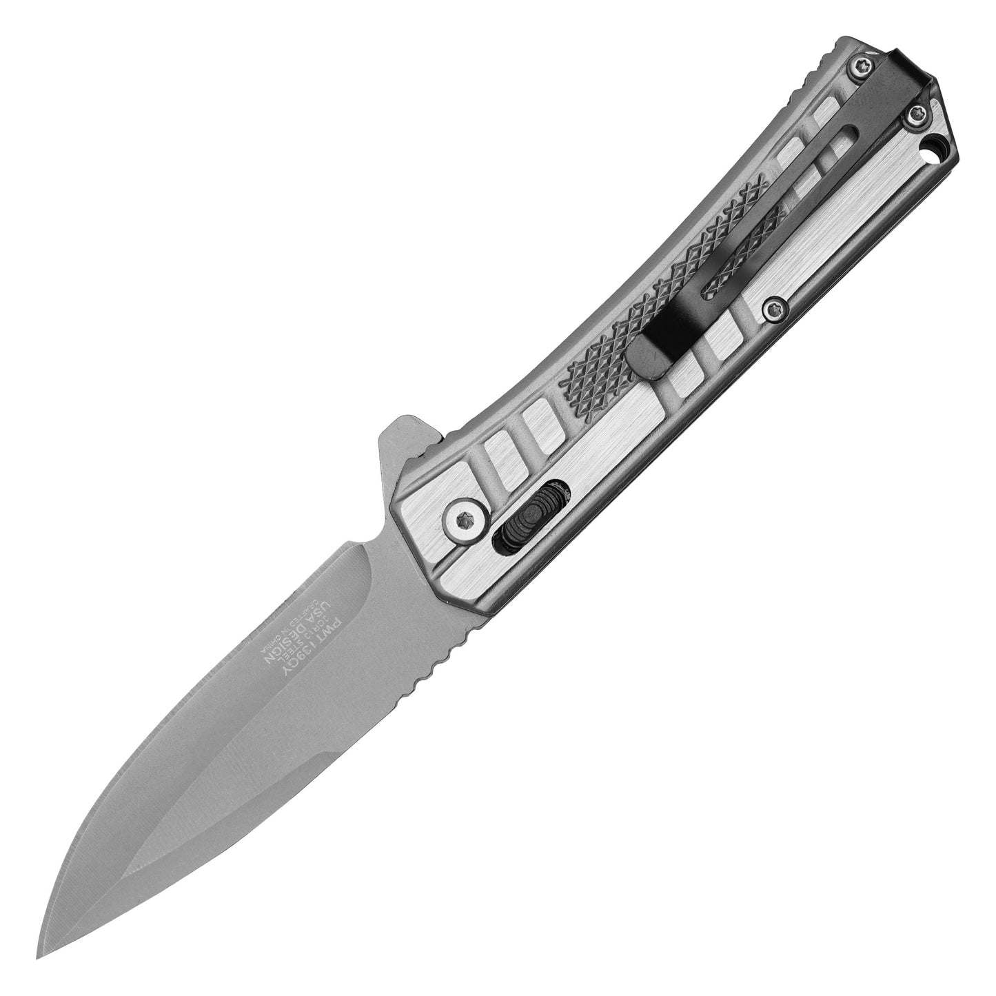 Wartech - 8.25" Gray Brushed Steel | Crossbar Lock Pocket Knife