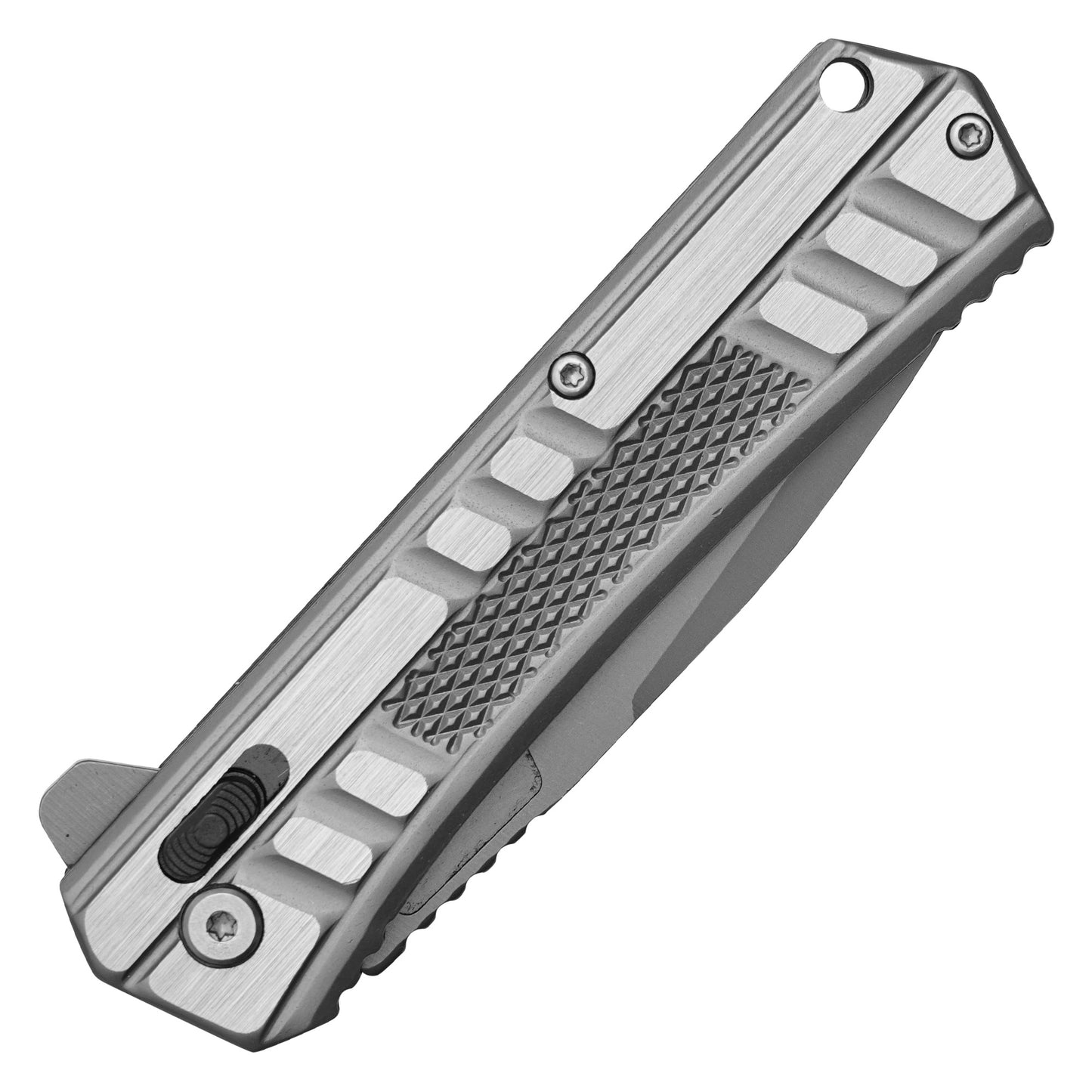 Wartech - 8.25" Gray Brushed Steel | Crossbar Lock Pocket Knife