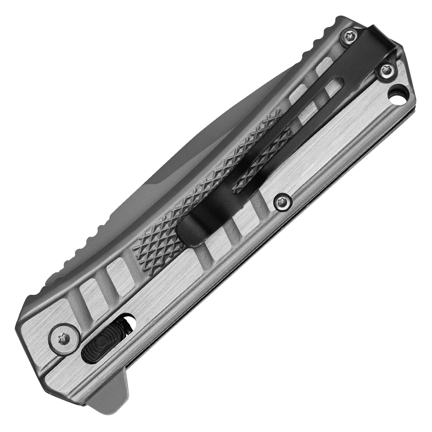 Wartech - 8.25" Gray Brushed Steel | Crossbar Lock Pocket Knife
